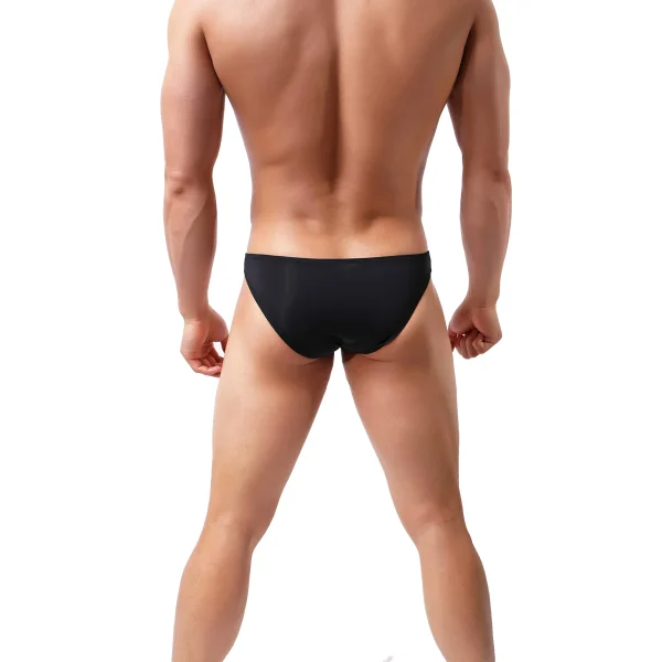 Back View: Men’s classic back coverage black thong underwear – erotic men’s lingerie